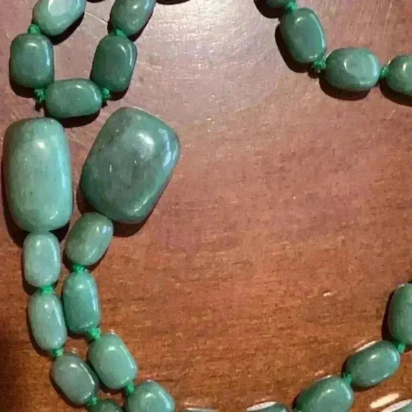Vintage Strand Oval Nuggets Shape Stone Beads Natural Green  Stone - Picture 4 of 10